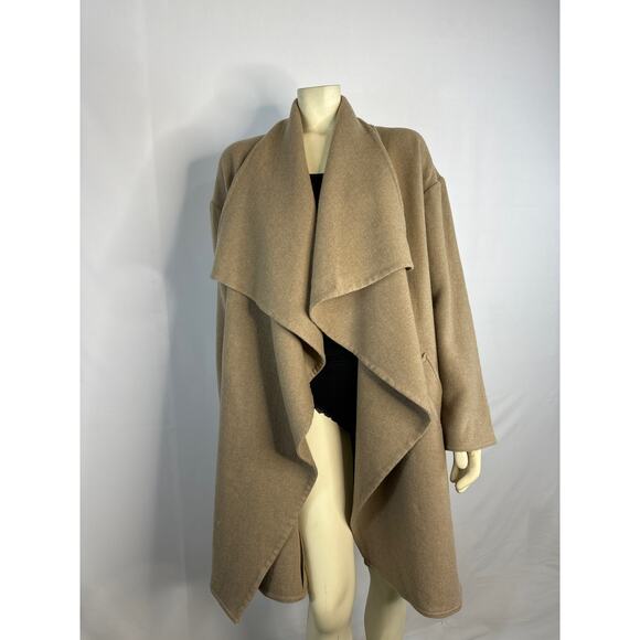 NWT Lauren Ralph Lauren truffle color draped waterfall open front coat size med - Picture 14 of 16
